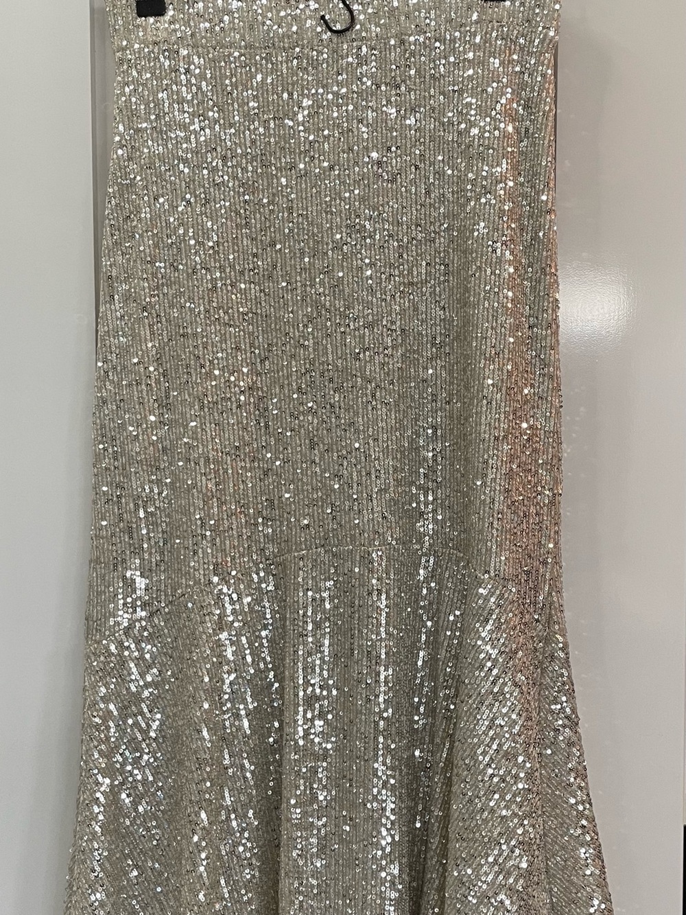 Rachel Zoe Silver Sequin Midi Skirt